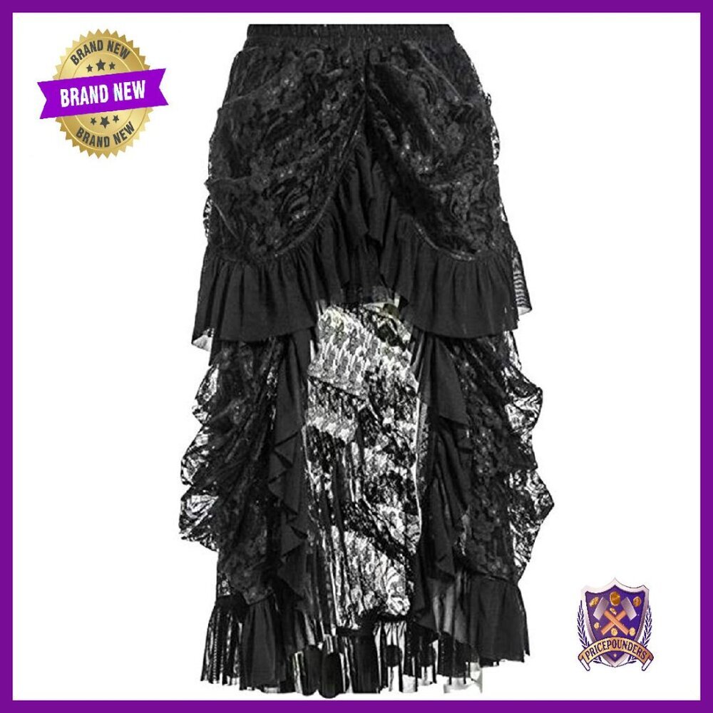 Lace Maxi Skirt Gothic Style Party Wear Plus Size Long Length